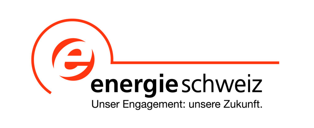 logo energie schweiz orange schwarz Hintergrund weiss