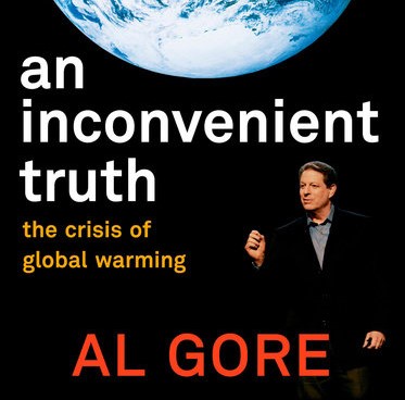 Plakat An inconvenient truth crisis of global warming al gore erdkugel schwarzer Hintergrund