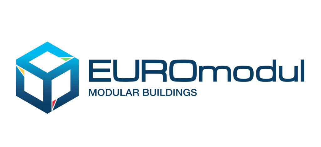 Logo Euromodul blau mit Hintergrund