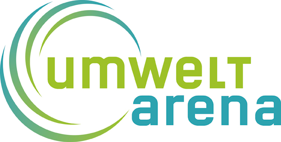 Logo Umwelt Arena grün blau weiss Hintergrund