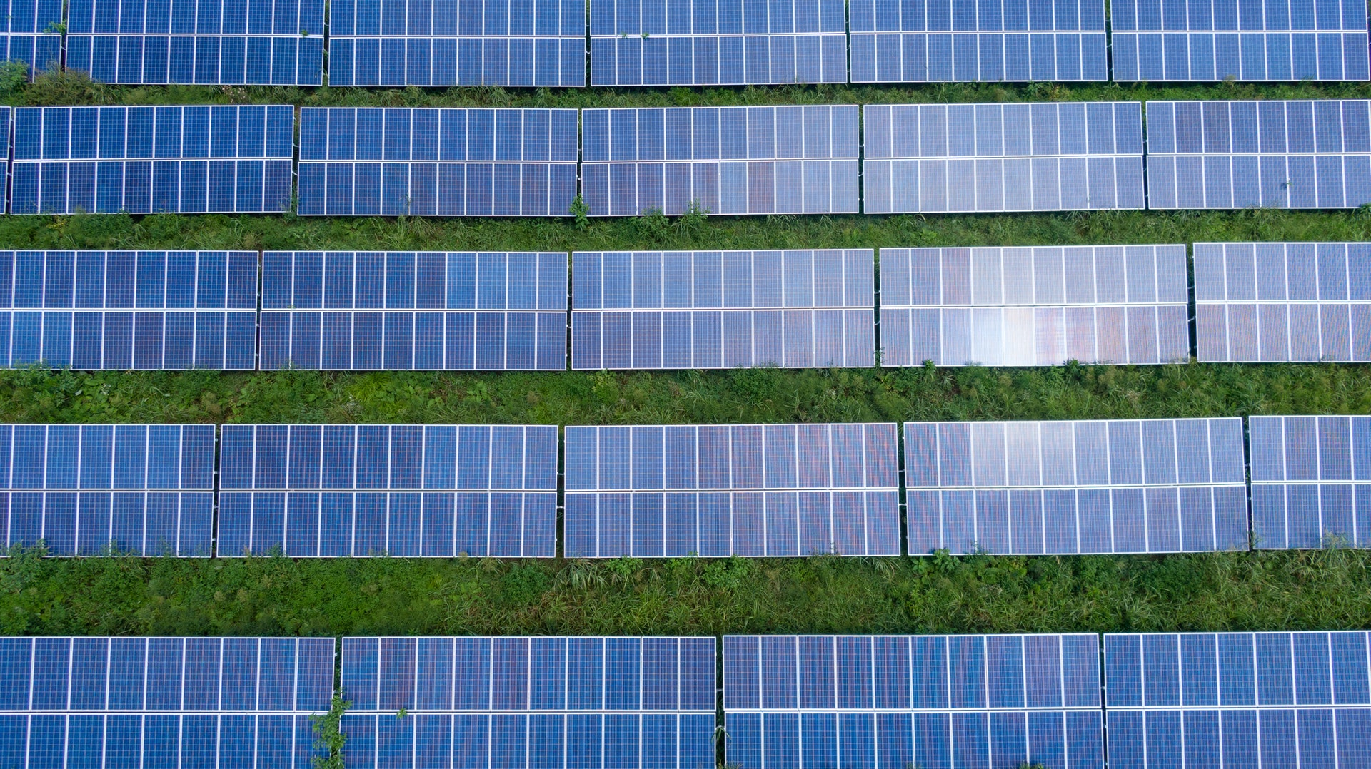 Solaranlagen draussen grüne wiesen mehrfach angereiht