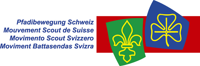 Logo Pfadibewegung Schweiz blau rot grün gelb weiss