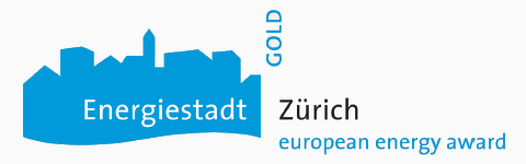 Logo Energiestadt Zürich Silhouette Blau weiss