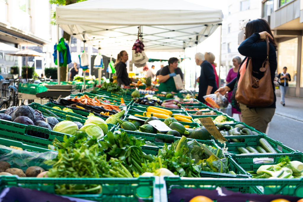 Gemüsemarkt frei Grün Stadt
