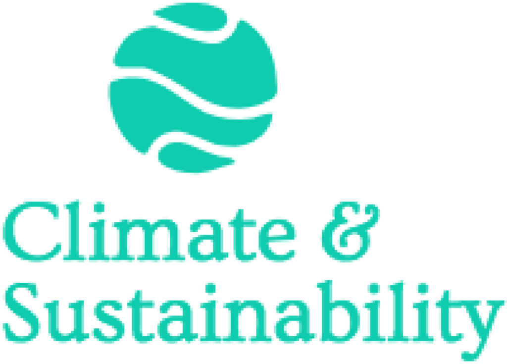 Logo Climate and Sustainibilty blau ohne Hintergrund
