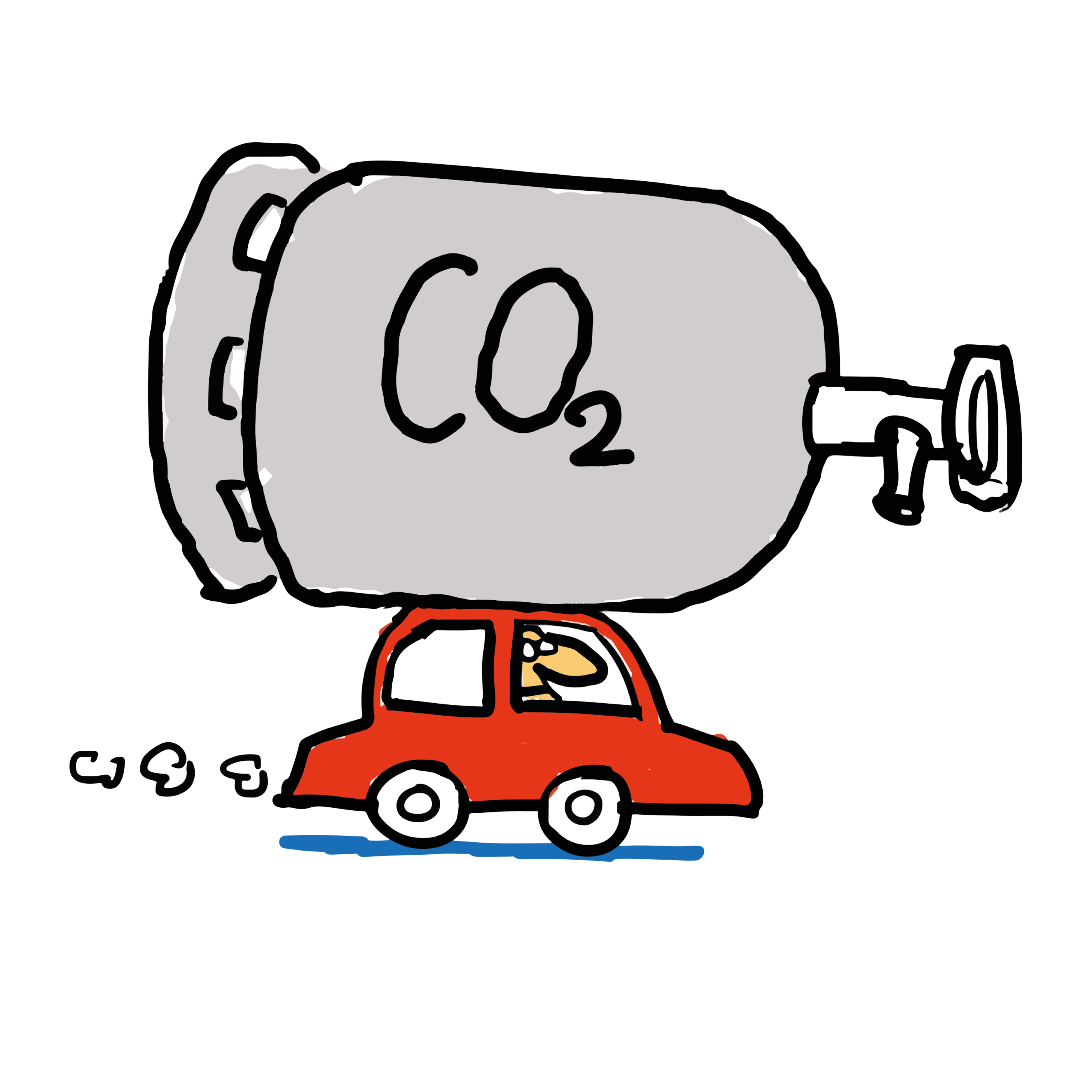 ZEO CO2 Kanister auf Auto mit Hintergrund