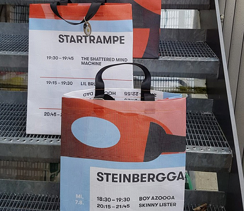 UpcyclingCity Shop szänilädeli Taschen Treppen Startrampe Steinbergga