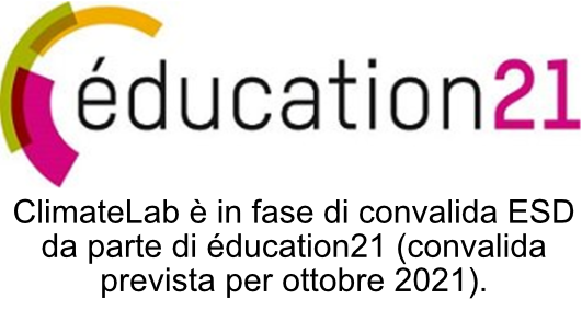 Logo éducation21 mit ClimateLab Info Italienisch pink grün orange
