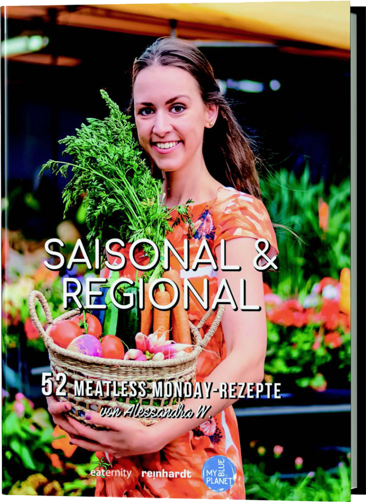 Buchcover Saisonal&Regional Gemüsemarkt Frau glücklich Korb