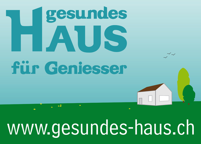 Logo gesundes Haus für Geniesser mit Link grün blau