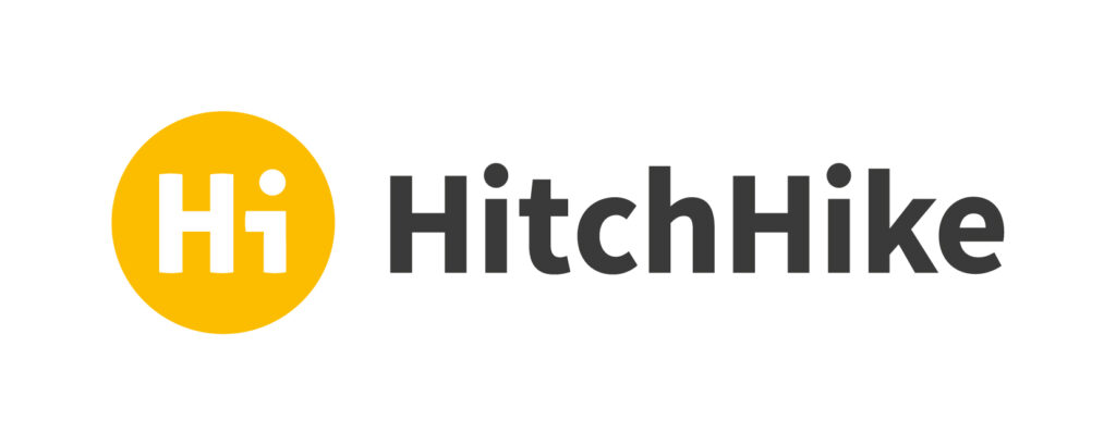 Hitchike Logo auf gelb Hi