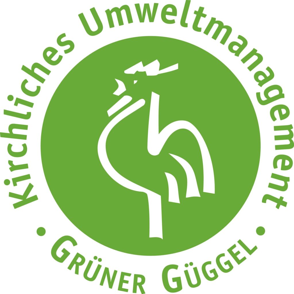 Logo Grüner Güggel mit Hahn und grüner Schrift