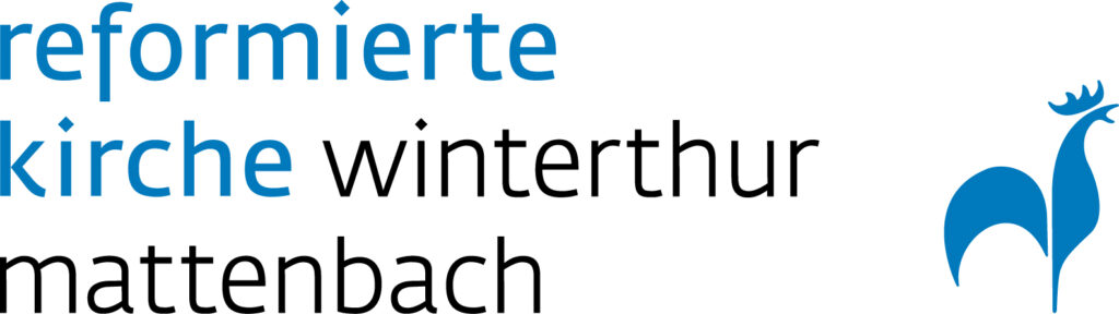 Logo der reformierten Kirche Winterthur in Mattenbach mit blauem Hahn