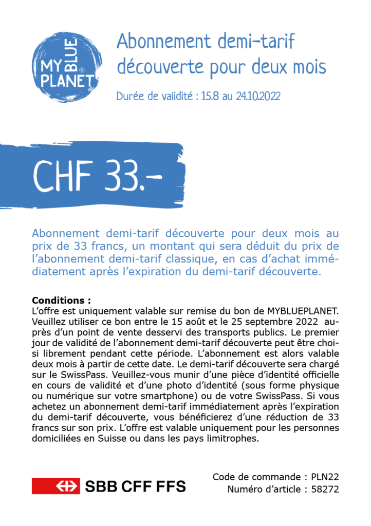 Infosheet auf französisch mit allen nötigen Informationen zum Schnupper-Halbtax