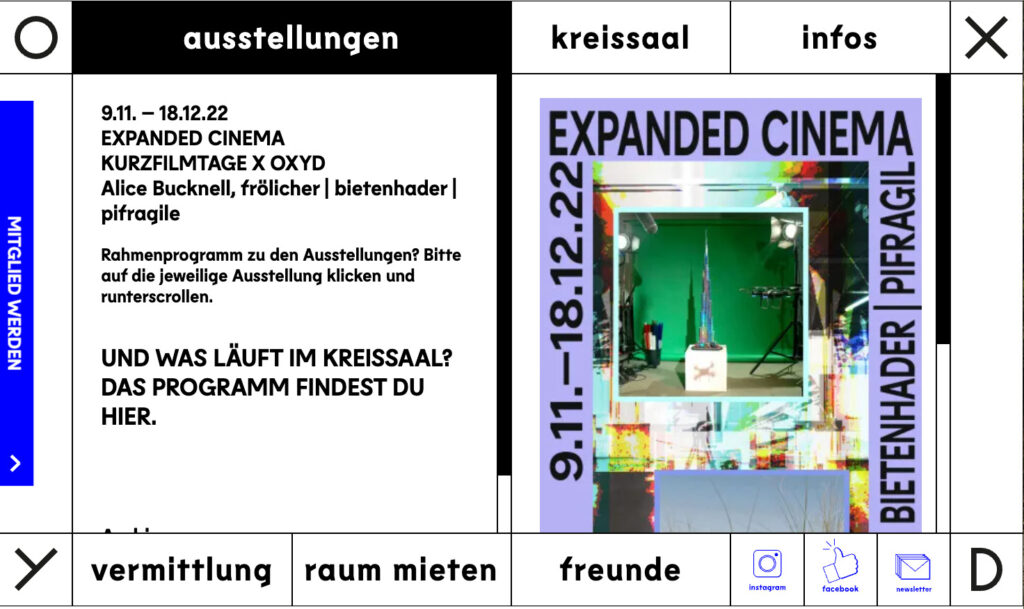 Ausstellung Expanded Cinema Anhang November Dezember Kunst Programm