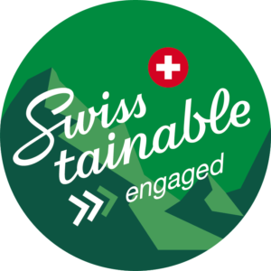 Logo Swisstainable grün Berg ohne Hintergrund